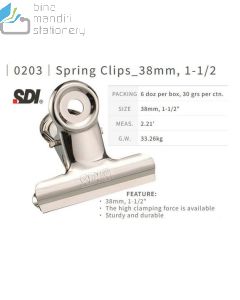 Brosur gambar atk SDI 0203 Round Spring Clips 38 mm (1.5") Stainless Steel Klip Penjepit